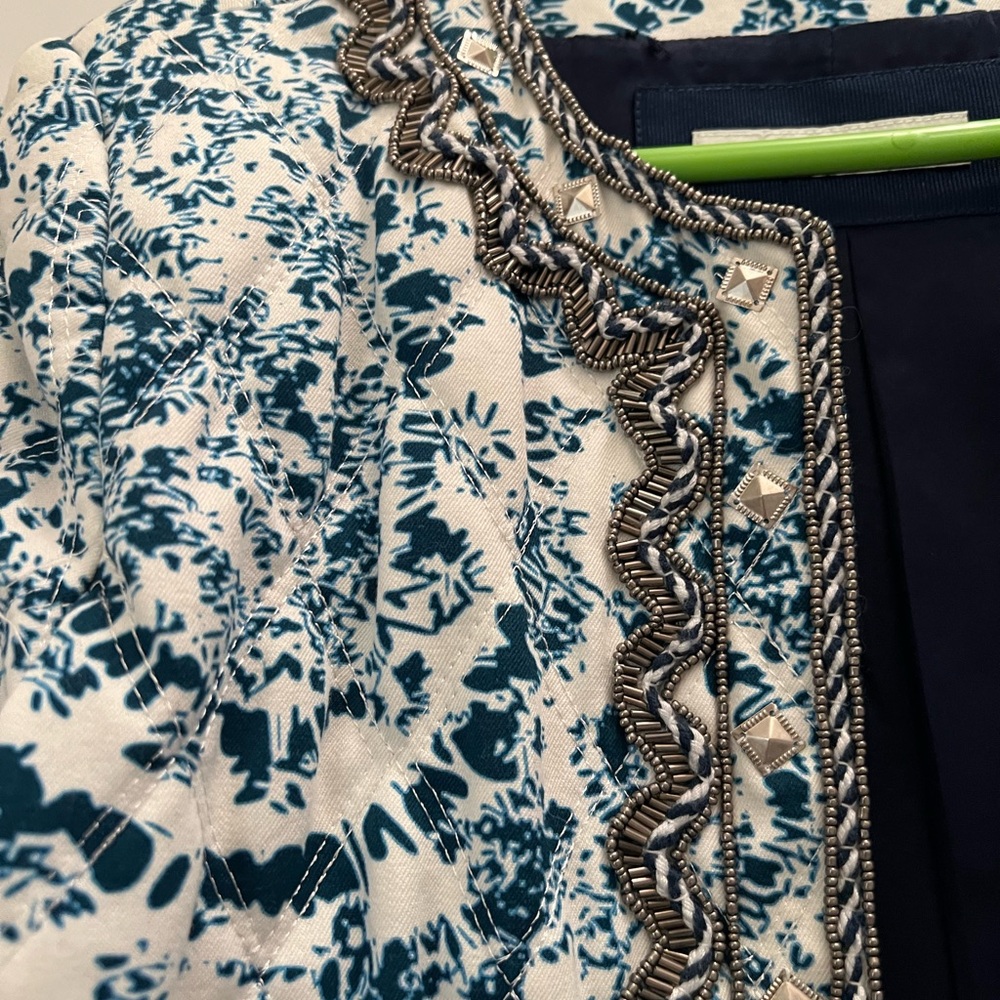 Elegant Blue and White Women's Jacket
